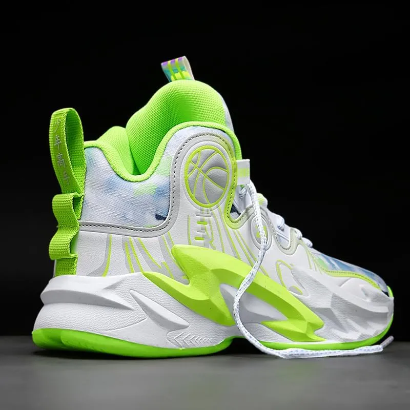 Men's Lace Up High Top Basketball Shoes Lightweight Anti Slip Breathable Sneakers Outdoor Fashion Sports Shoes