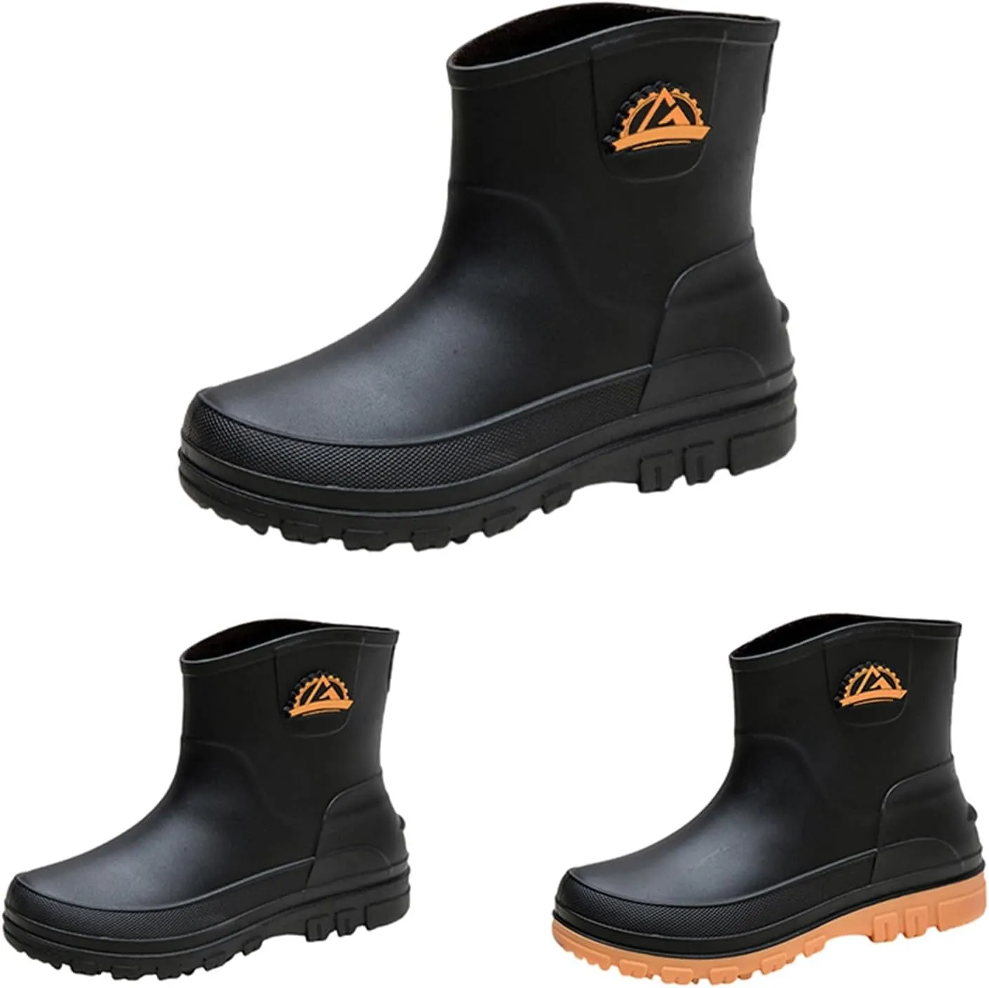 Men's Rain Boots Waterproof Slip-On Short Boots for Men Non-Slip Rubber Sole Perfect for Outdoor Activities