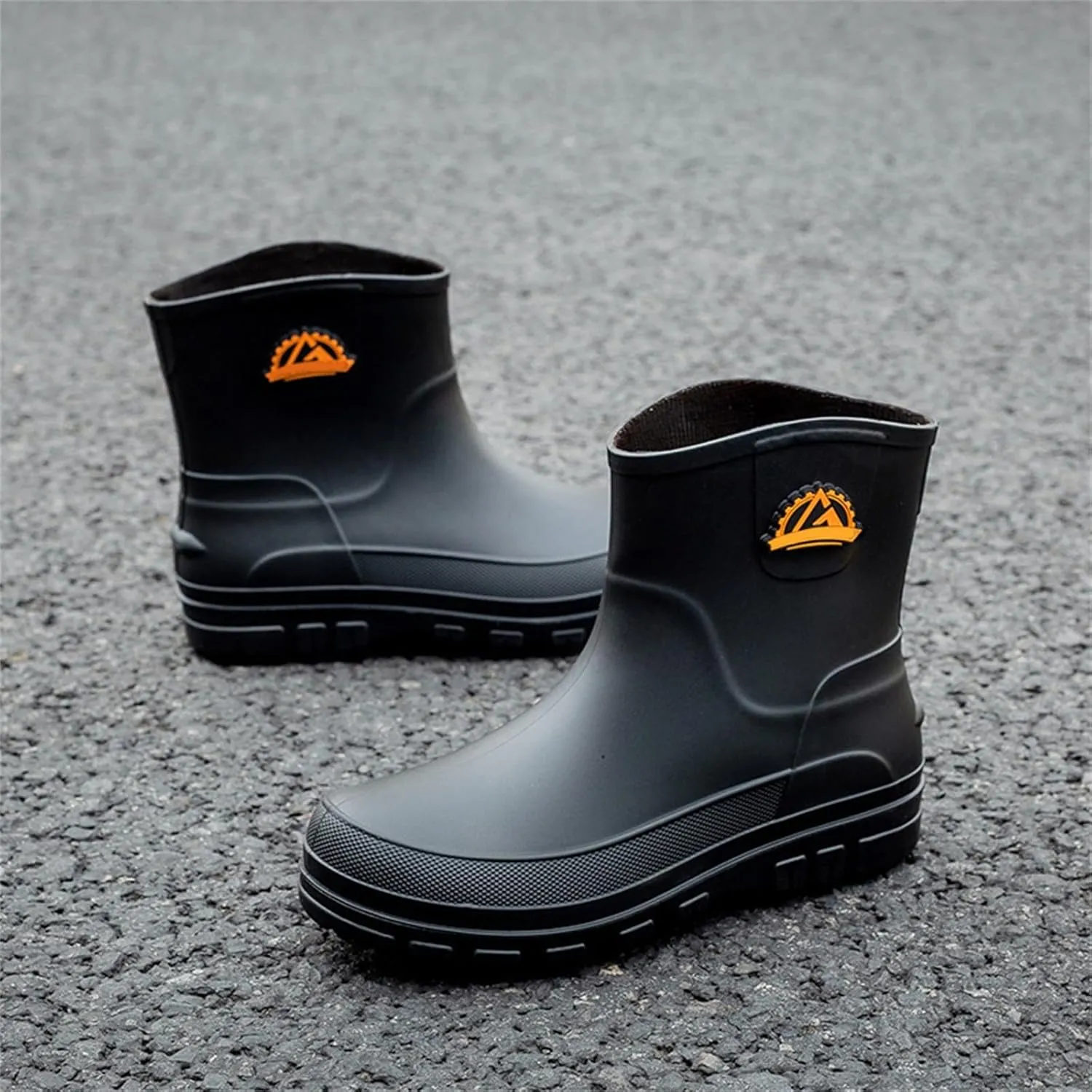 Men's Rain Boots Waterproof Slip-On Short Boots for Men Non-Slip Rubber Sole Perfect for Outdoor Activities