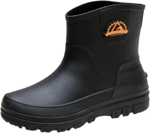 Men's Rain Boots Waterproof Slip-On Short Boots for Men Non-Slip Rubber Sole Perfect for Outdoor Activities