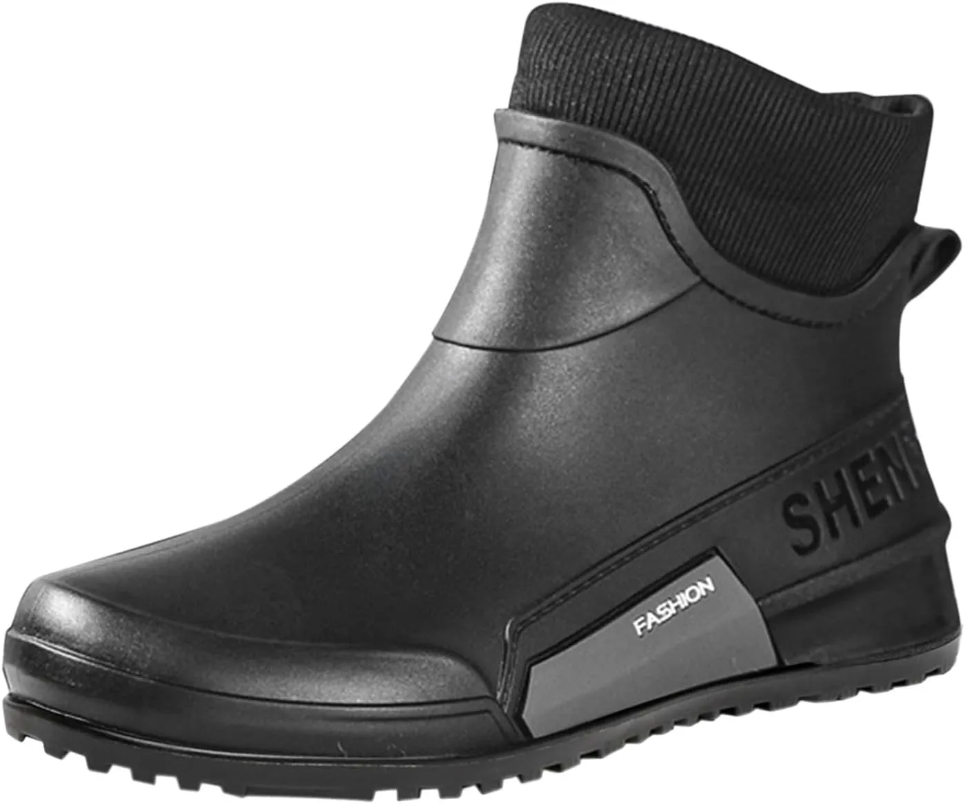 Men's Rain Boots Wide Calf Waterproof Rubber Boots Wide Width Non Slip Work Boots Ankle Short Rain Boots