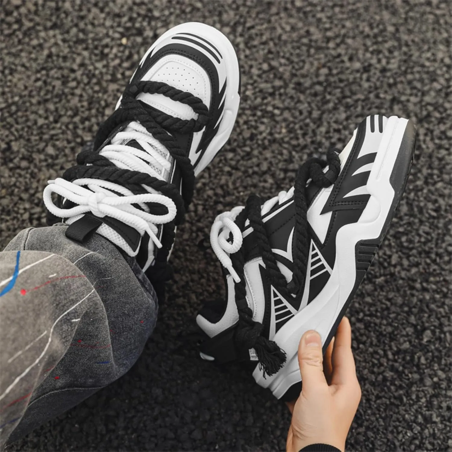 Men's Trendy Stylish Sneakers - All - Season Wear - Resistant Skateboard Shoes, Street Style Footwear for Daily & Sports