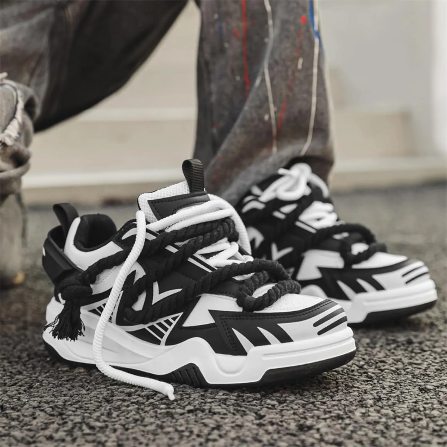 Men's Trendy Stylish Sneakers - All - Season Wear - Resistant Skateboard Shoes, Street Style Footwear for Daily & Sports