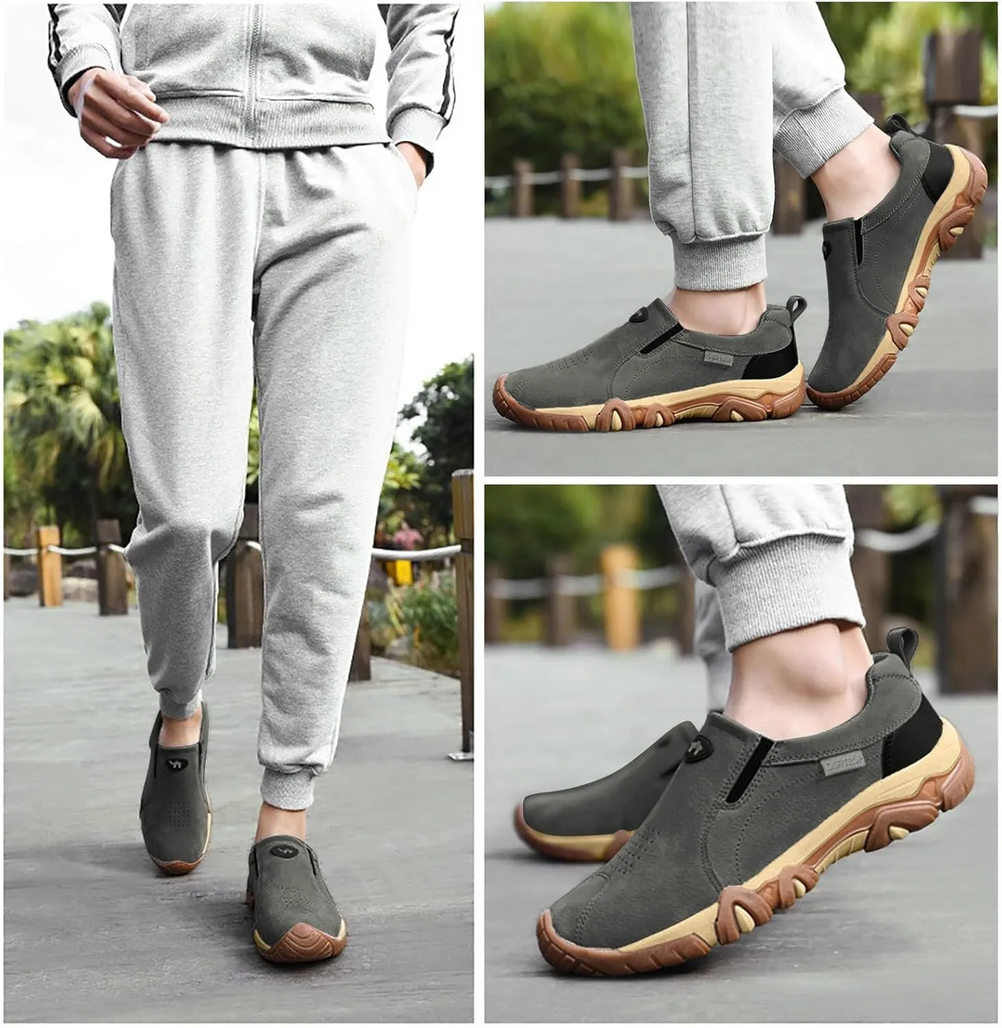 Men's Waterproof Hiking Shoes Breathable Comfortable Orthopedic Walking Shoes Slip on Outdoor Non Slip Sneakers Low Height Outdoor Boots Camping Travel Daily Walking Shoe Men