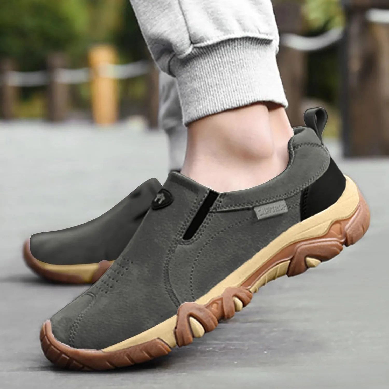 Men's Waterproof Hiking Shoes Breathable Comfortable Orthopedic Walking Shoes Slip on Outdoor Non Slip Sneakers Low Height Outdoor Boots Camping Travel Daily Walking Shoe Men