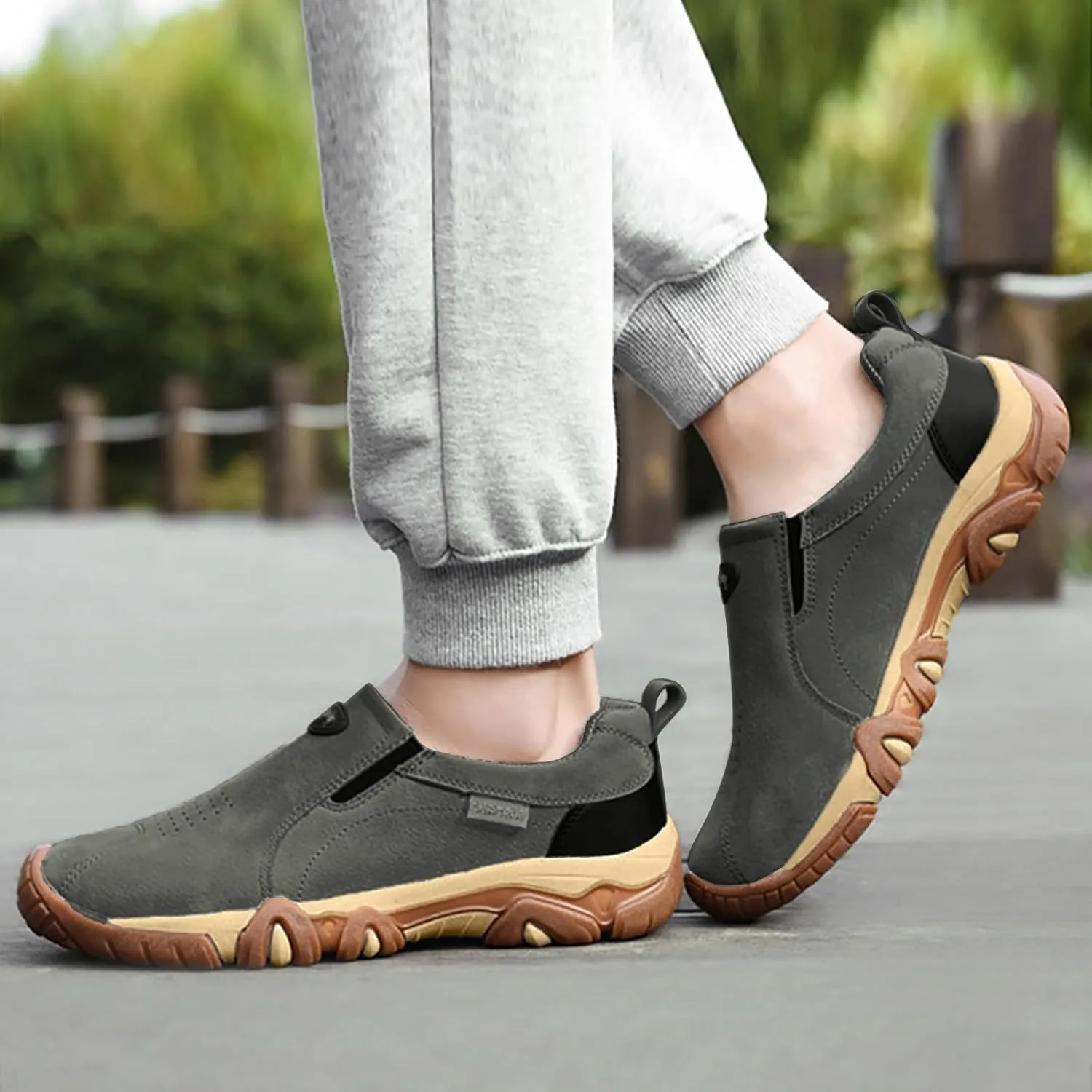 Men's Waterproof Hiking Shoes Breathable Comfortable Orthopedic Walking Shoes Slip on Outdoor Non Slip Sneakers Low Height Outdoor Boots Camping Travel Daily Walking Shoe Men