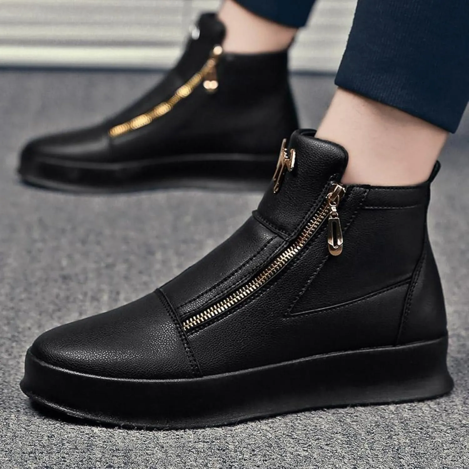 Men's Zipper Fashion Sneakers Running Shoes, Fashion Walking Shoes Casual Classic, Skateboard Shoes