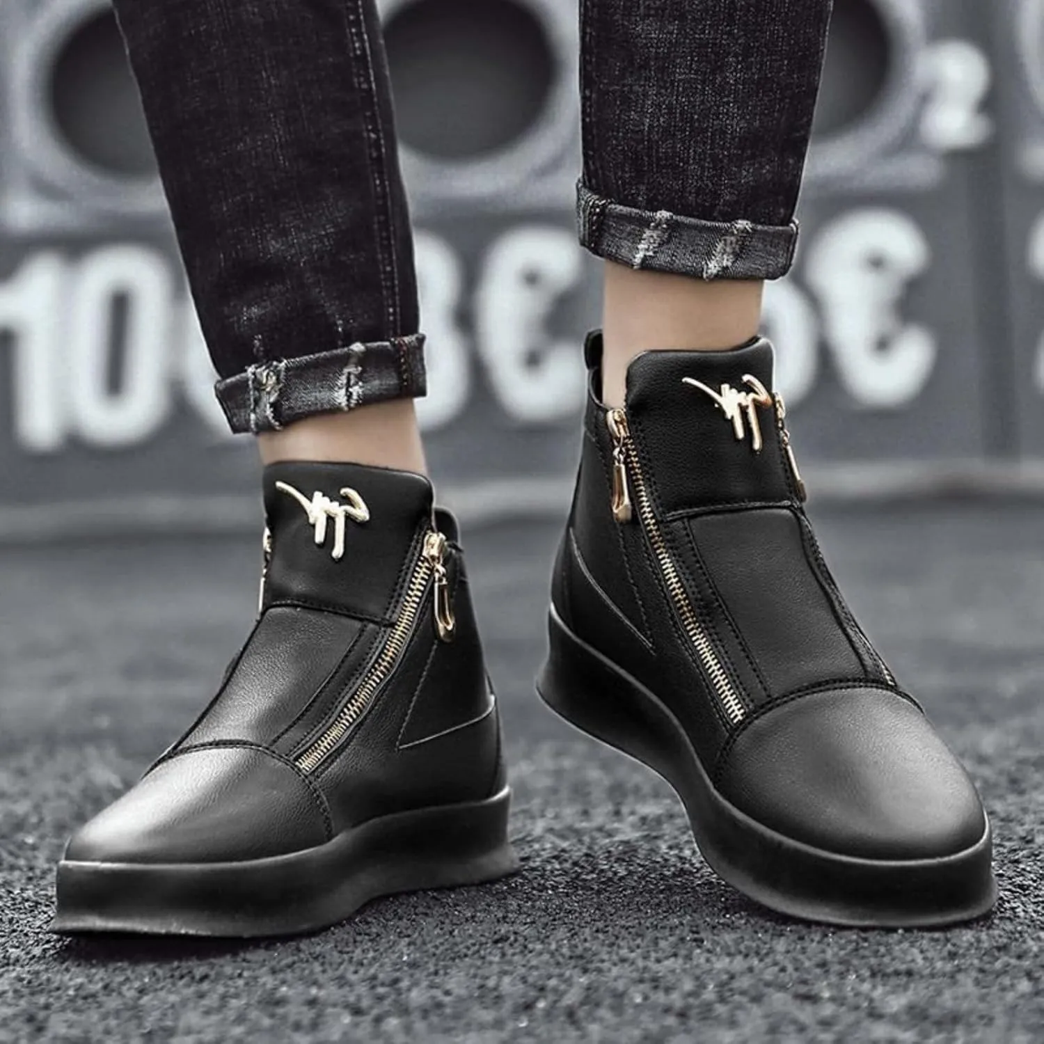 Men's Zipper Fashion Sneakers Running Shoes, Fashion Walking Shoes Casual Classic, Skateboard Shoes