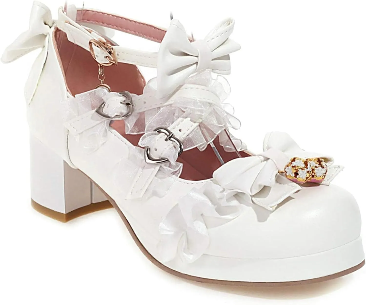 Oxford Shoes Women's Lace up Block with Round Headed Girl Mary Jane Paired with Lace up Role-Playing Dress Shoes