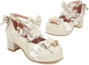 Oxford Shoes Women's Lace up Block with Round Headed Girl Mary Jane Paired with Lace up Role-Playing Dress Shoes