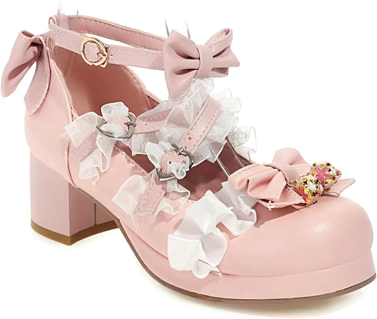 Oxford Shoes Women's Lace up Block with Round Headed Girl Mary Jane Paired with Lace up Role-Playing Dress Shoes