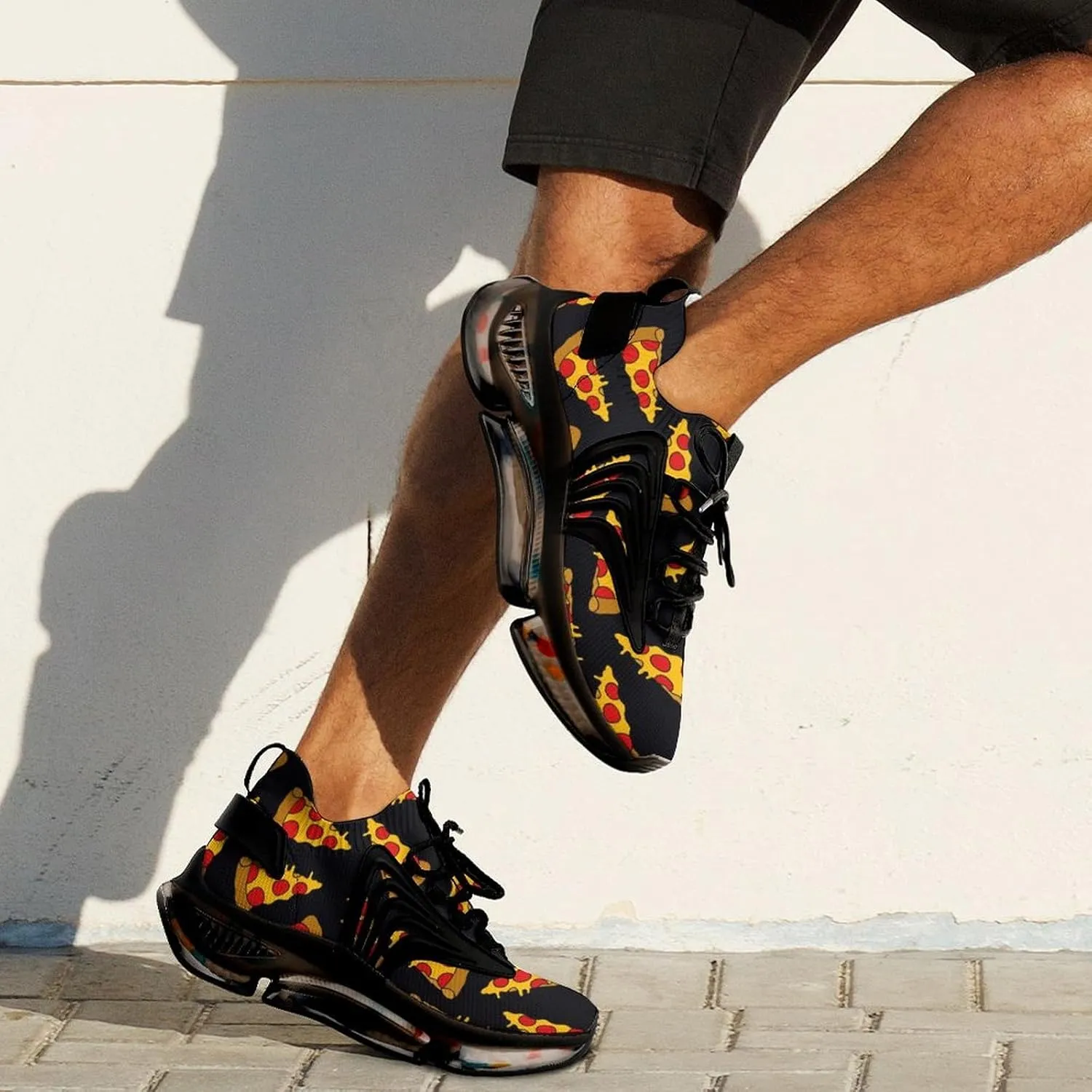 Pizza Doodle Pattern Walking Shoes for Men Lightweight Tennis Fashion Elastic Sports Shoes Cushion Basketball Shoes