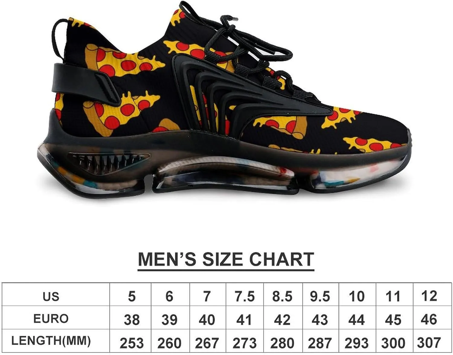 Pizza Doodle Pattern Walking Shoes for Men Lightweight Tennis Fashion Elastic Sports Shoes Cushion Basketball Shoes