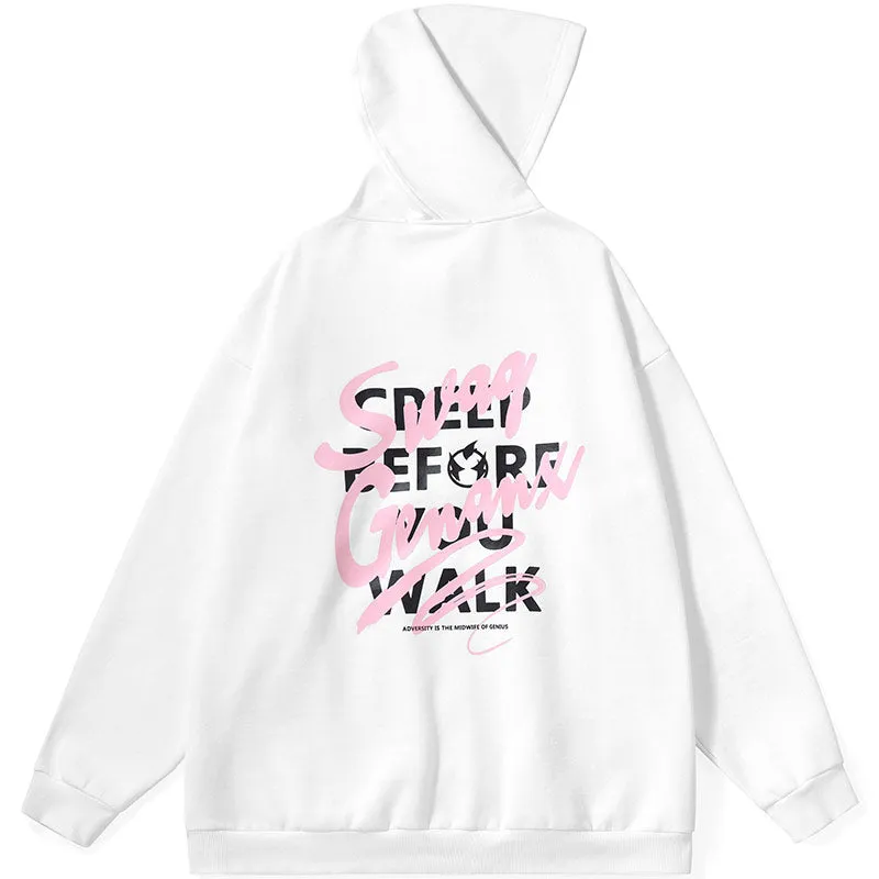 Plain Letter Graffiti Print Padded Hooded Jacket