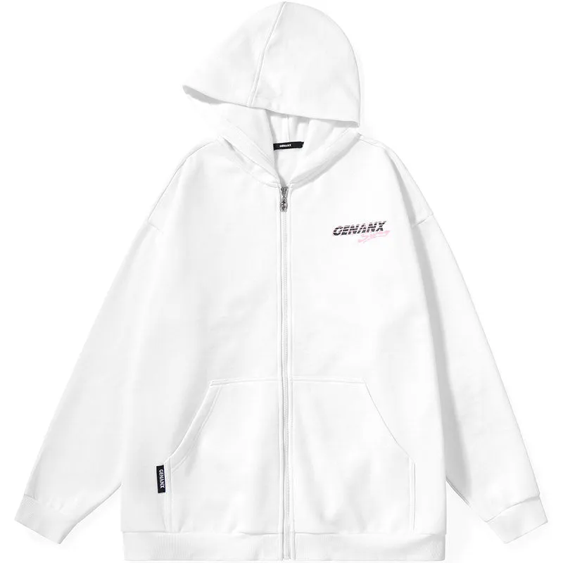 Plain Letter Graffiti Print Padded Hooded Jacket