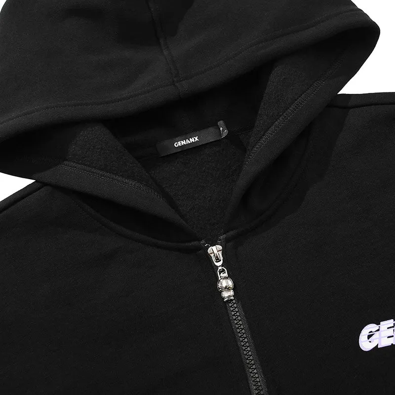 Plain Letter Graffiti Print Padded Hooded Jacket