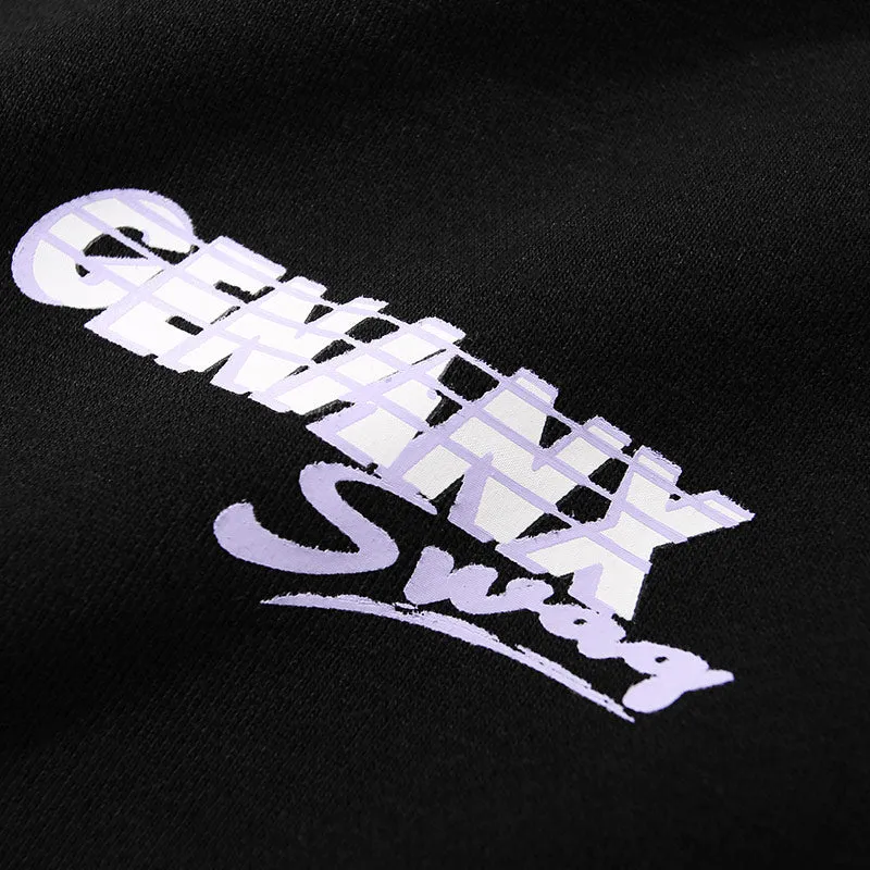 Plain Letter Graffiti Print Padded Hooded Jacket