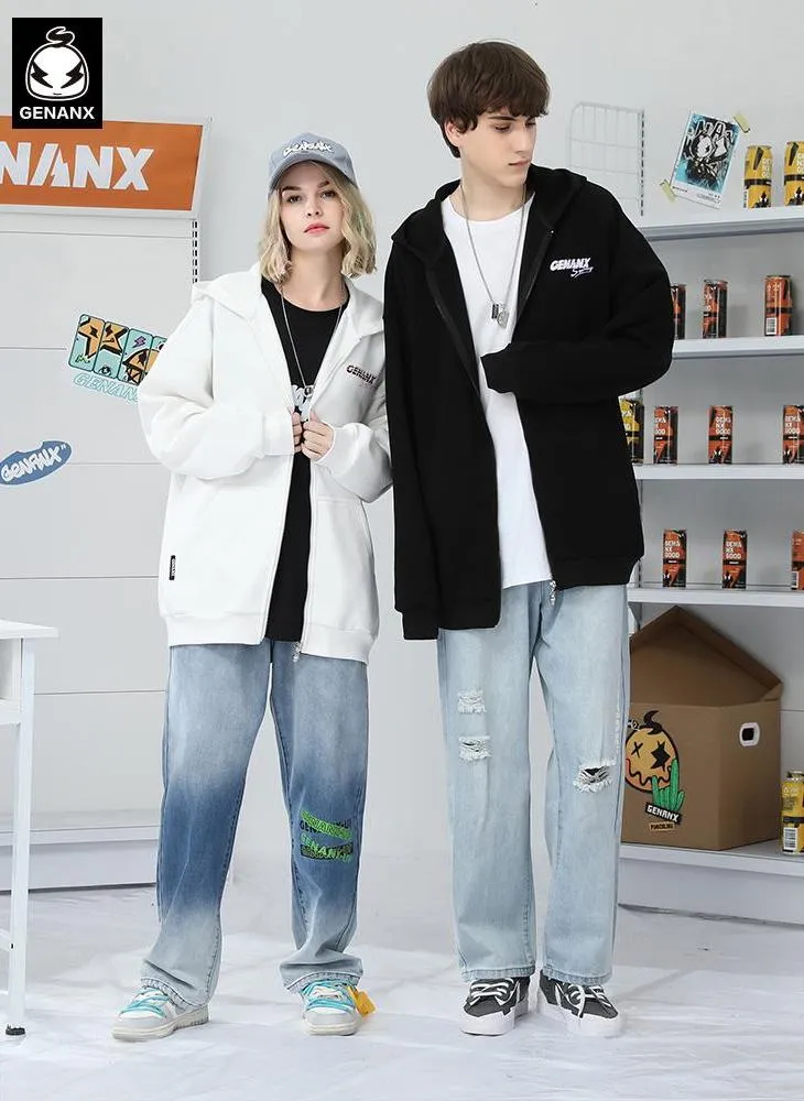 Plain Letter Graffiti Print Padded Hooded Jacket
