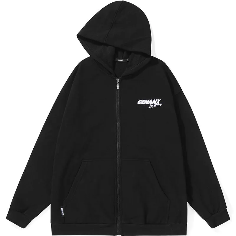 Plain Letter Graffiti Print Padded Hooded Jacket