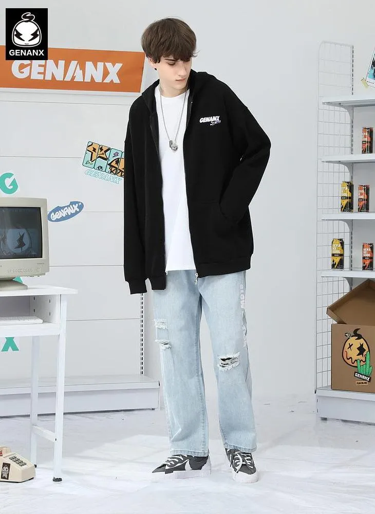 Plain Letter Graffiti Print Padded Hooded Jacket