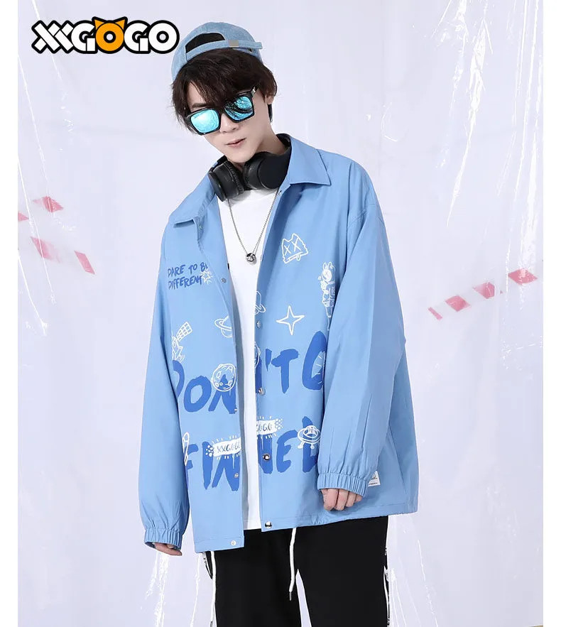 Plain Space Letter Print Loose Jacket