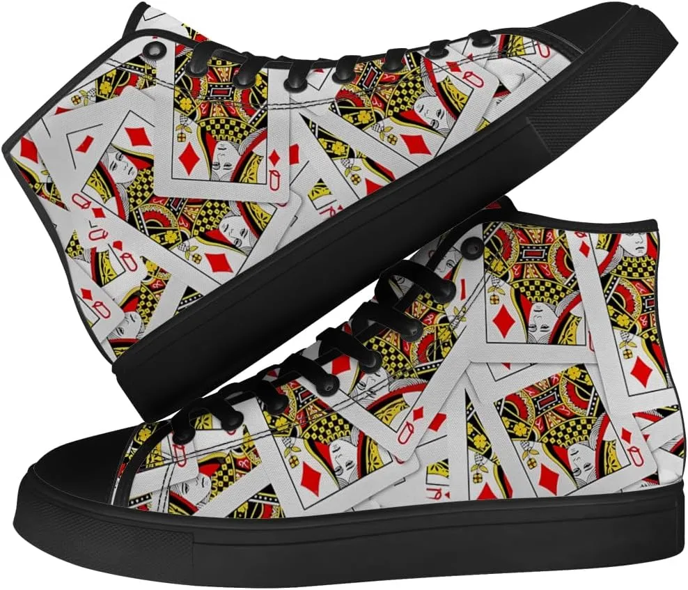 Poker High Top Shoes for Men Women Playing Cards High Top Canvas Sneakers Casual Shoes Gifts for Dad Mom