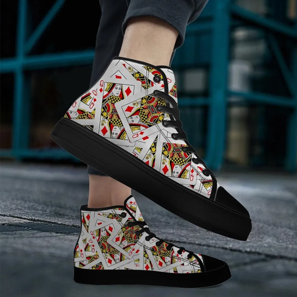 Poker High Top Shoes for Men Women Playing Cards High Top Canvas Sneakers Casual Shoes Gifts for Dad Mom