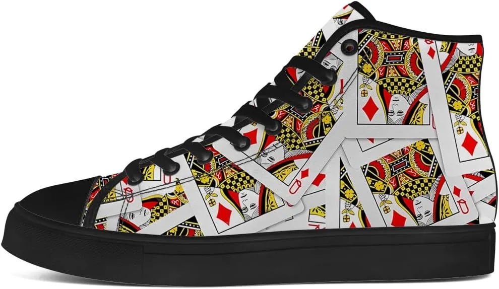 Poker High Top Shoes for Men Women Playing Cards High Top Canvas Sneakers Casual Shoes Gifts for Dad Mom
