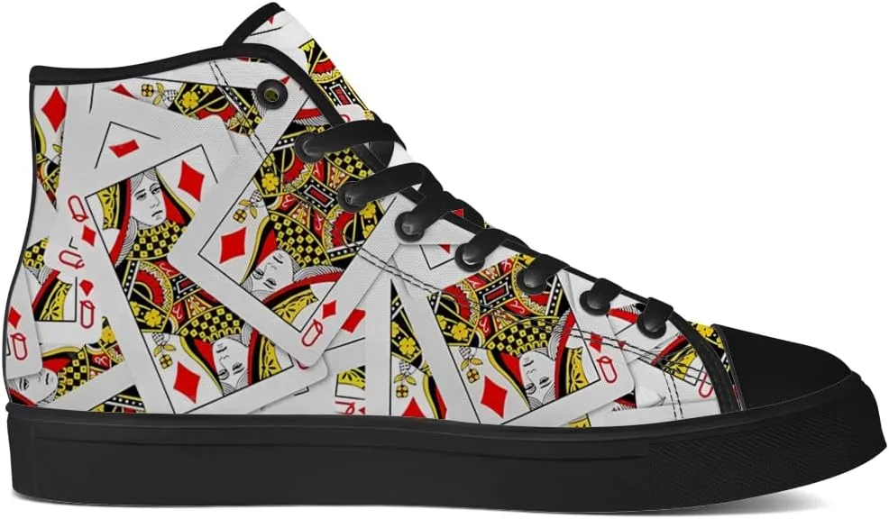 Poker High Top Shoes for Men Women Playing Cards High Top Canvas Sneakers Casual Shoes Gifts for Dad Mom