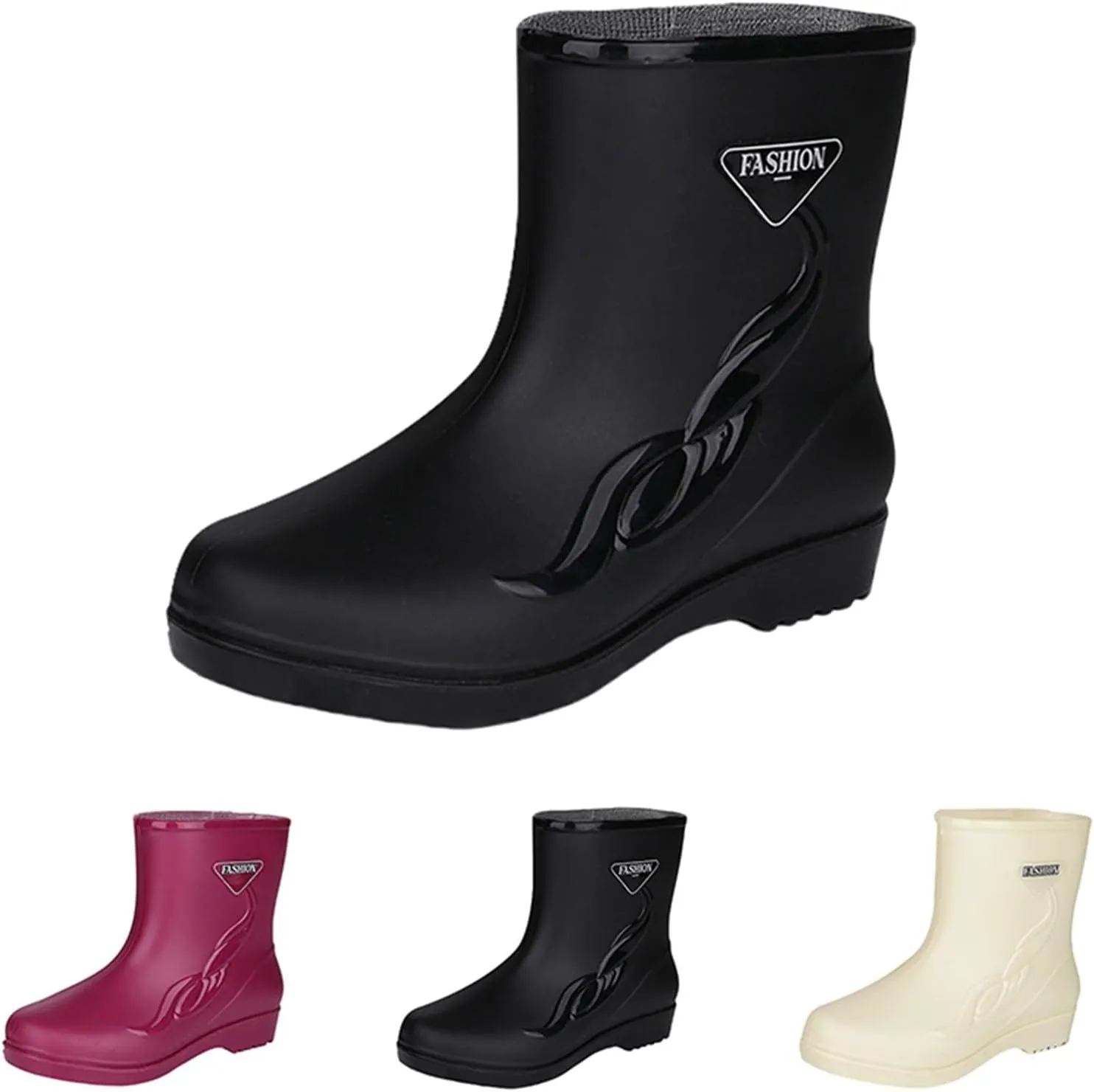 Rain Boots for Men Women Mid-Calf Waterproof Rubber Boots Mens Non-Slip Lightweight Mud Garden Boots Work Boots