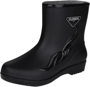 Rain Boots for Men Women Mid-Calf Waterproof Rubber Boots Mens Non-Slip Lightweight Mud Garden Boots Work Boots