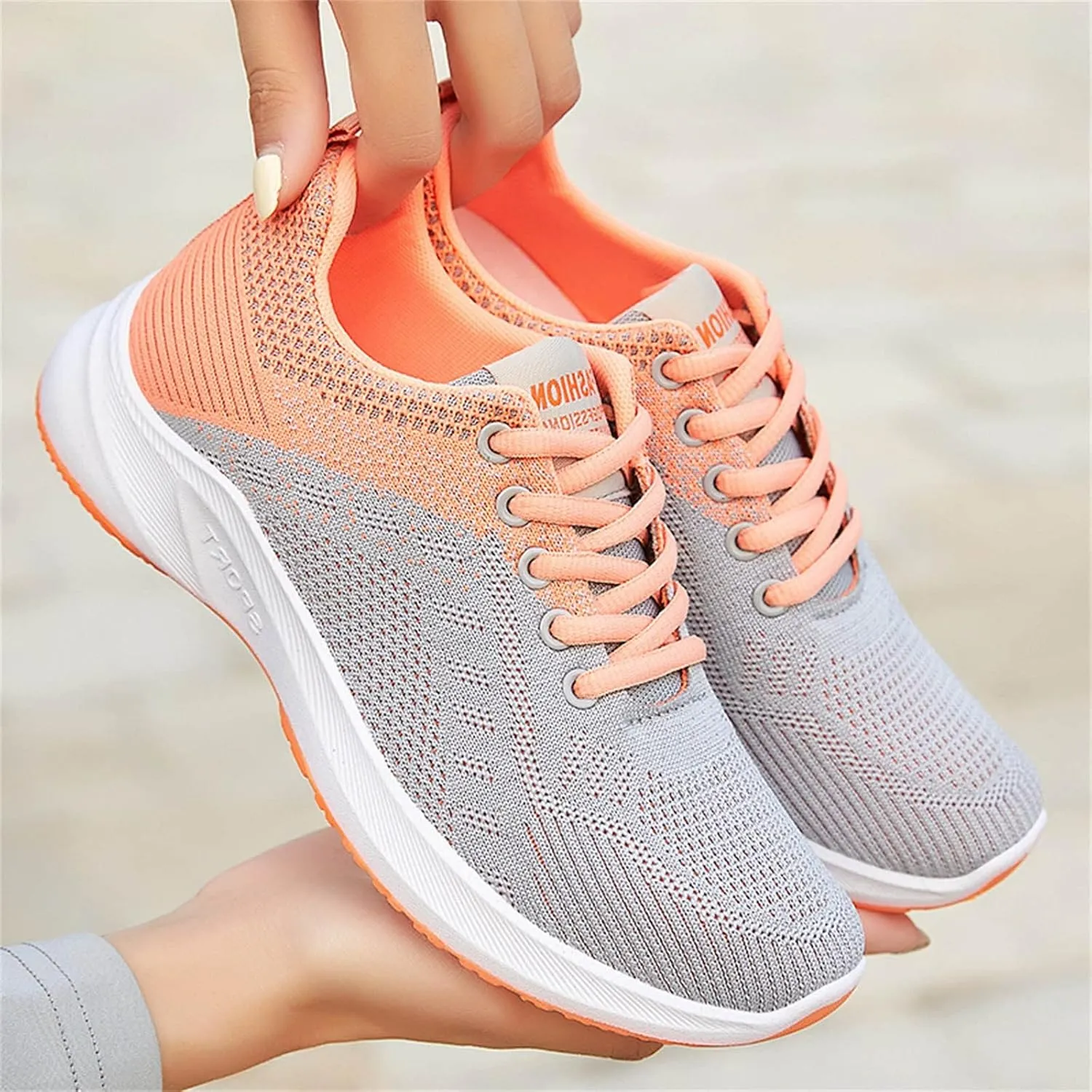 Sneakers for Women Casual Mesh Breathable Lace Up Walking Mens Running Shoes Wide Width Shoes Casual Brown Sneakers White Tennis Shoe Trainers Shoe