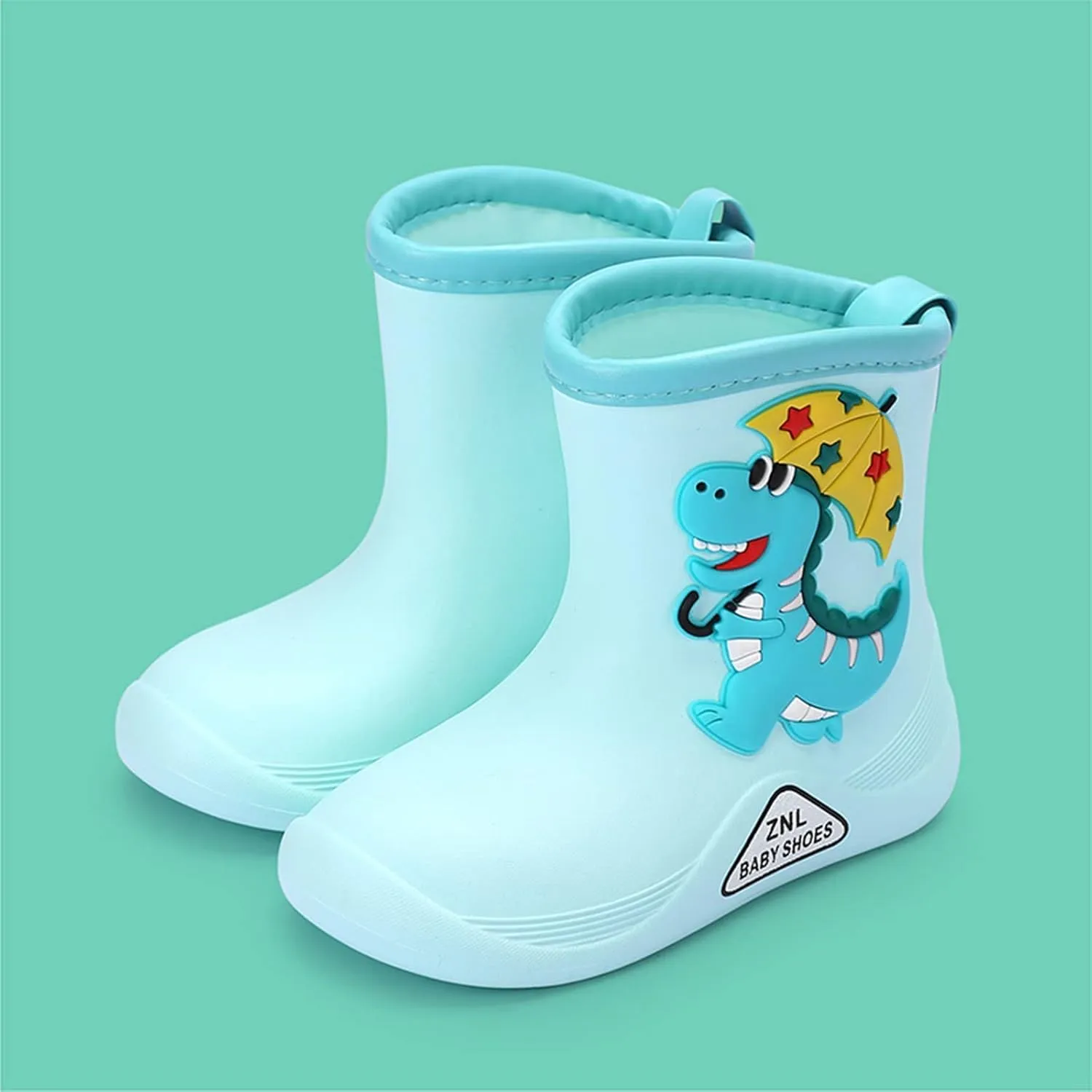 Toddler Dinosaur Rain Boots Waterproof Rubber Kids Rain Boots for Girls Boys Outdoor Non Slip Soft Garden Boots