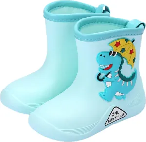 Toddler Dinosaur Rain Boots Waterproof Rubber Kids Rain Boots for Girls Boys Outdoor Non Slip Soft Garden Boots