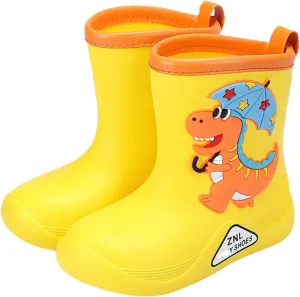 Toddler Dinosaur Rain Boots Waterproof Rubber Kids Rain Boots for Girls Boys Outdoor Non Slip Soft Garden Boots
