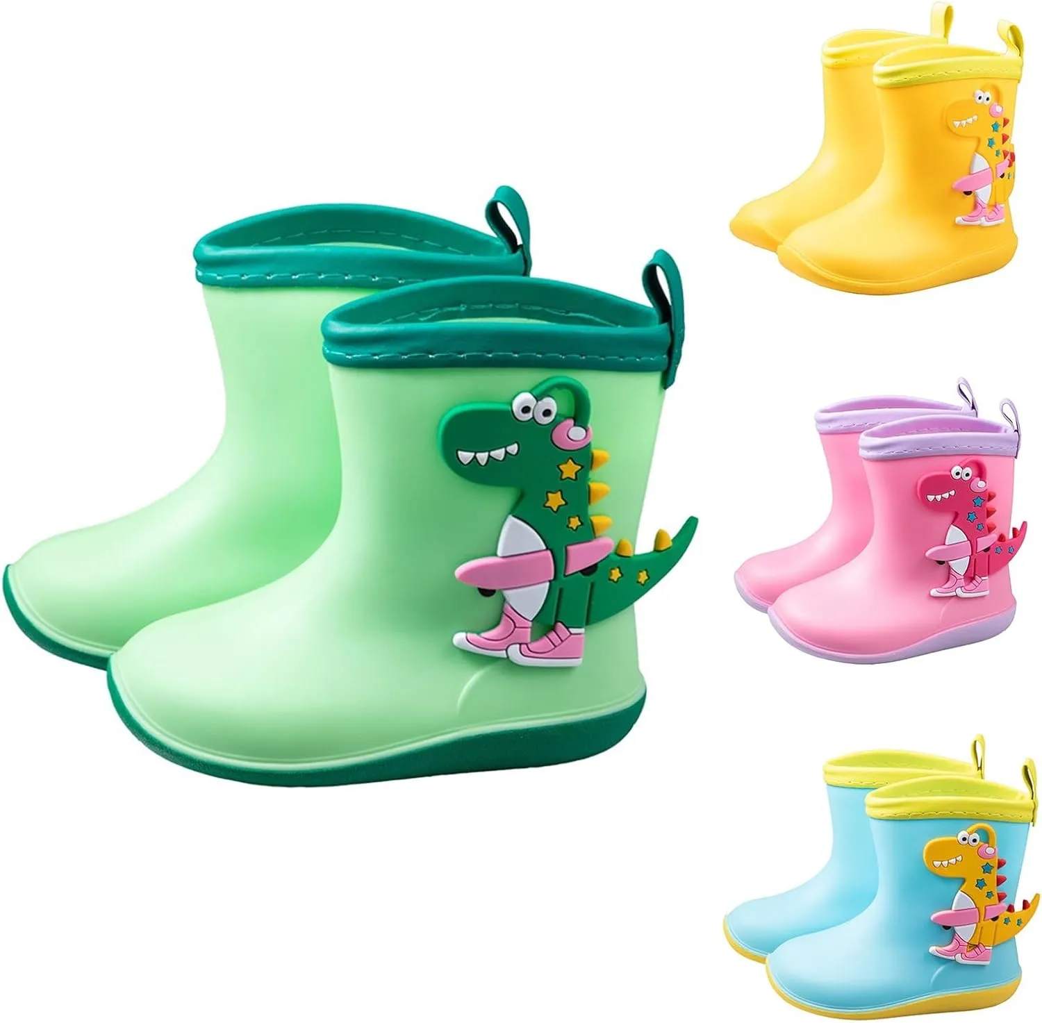 Toddler Dinosaurs Print Rain Boots Waterproof Rubber Rain Boots Non Slip Children Water Shoes Slip On Mud Boots