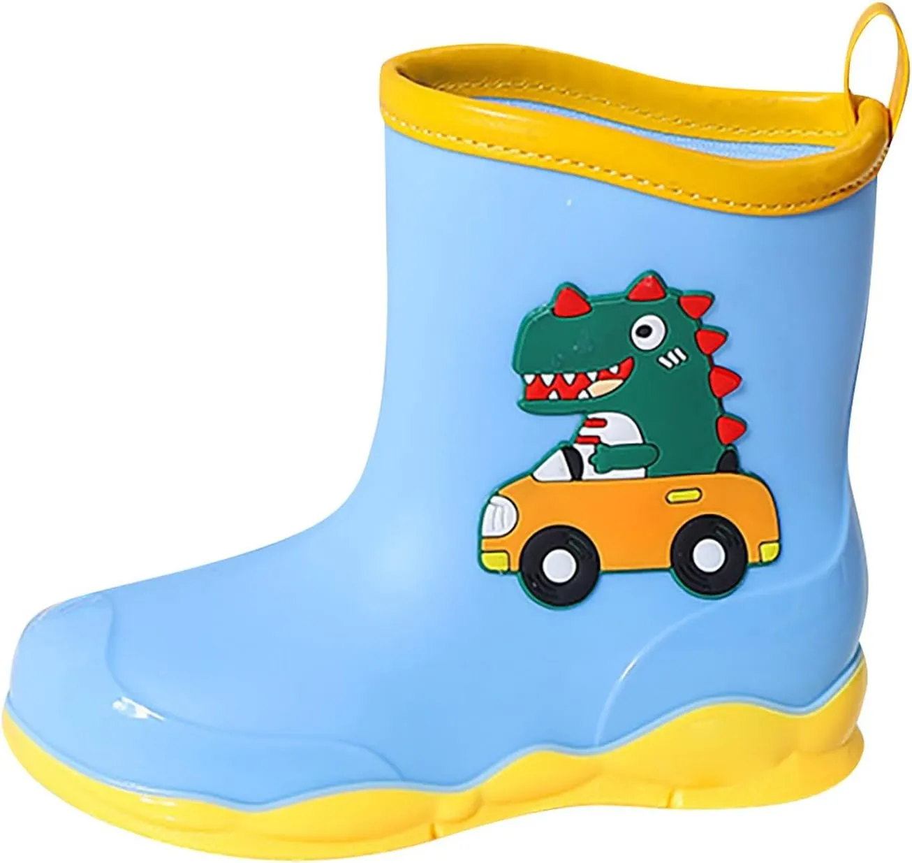 Toddler Kids Waterproof Cute Cartoon Dinosaur Printed Rain Boots Patterns Rubber Boots for Little Boys and Girls
