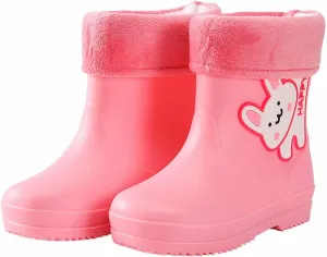 Unisex Child Walking Shoes Fleece Lined Waterproof Rain Boots Cute Cartoon Lightweight Toddler Infant Girl Shoes