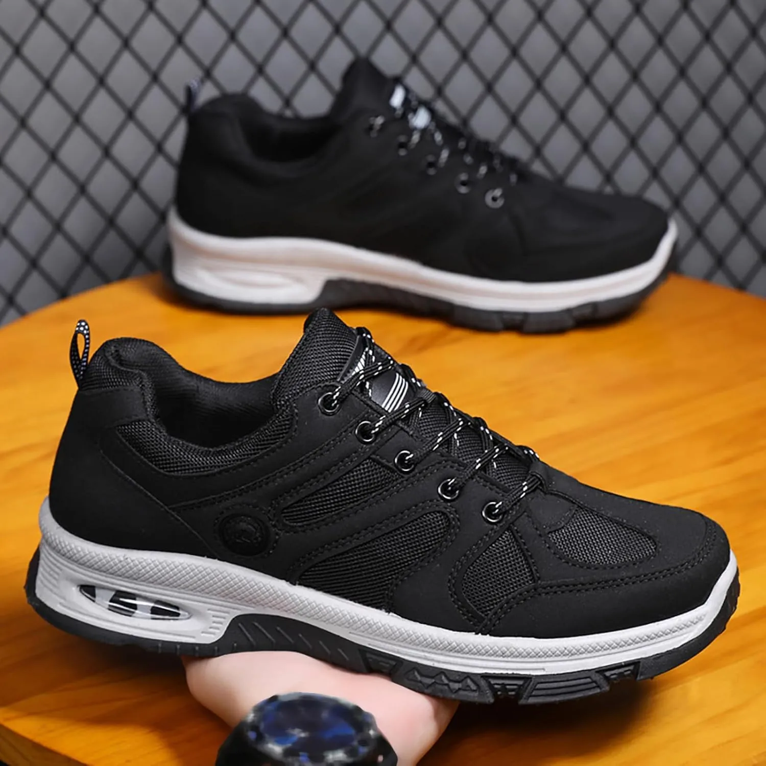 Waterproof Hiking Shoes Men Lightweight Non Slip Breathable Hiking Sneakers Outdoor Mountaineering Air Cushion Shoes for Men Trekking Climbing Walking Traveling Daily Work Shoe