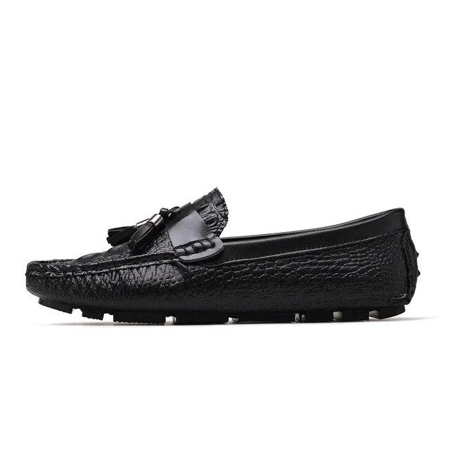 West Louis Leather Moccasins With Crocodile Style