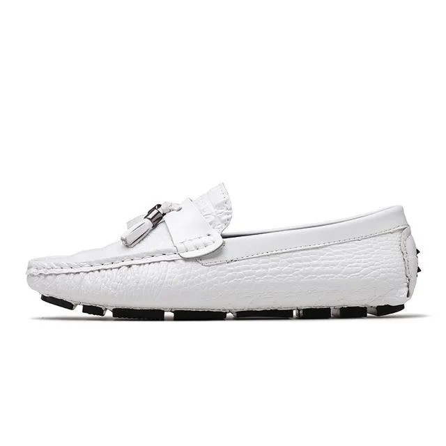 West Louis Leather Moccasins With Crocodile Style