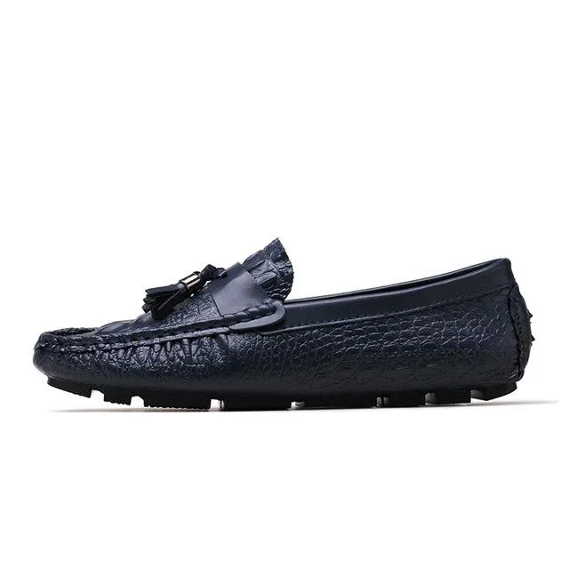 West Louis Leather Moccasins With Crocodile Style