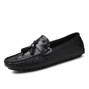 West Louis Leather Moccasins With Crocodile Style