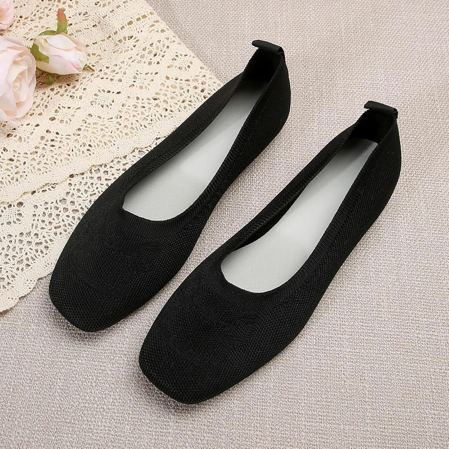 Wide Ballet Shoes for Women Width Foldable Knit Women with Arch Support Comfortable Shoes Comfort Womens Flip Flops