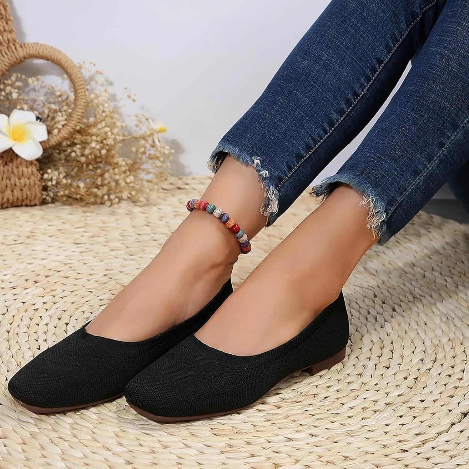 Wide Ballet Shoes for Women Width Foldable Knit Women with Arch Support Comfortable Shoes Comfort Womens Flip Flops