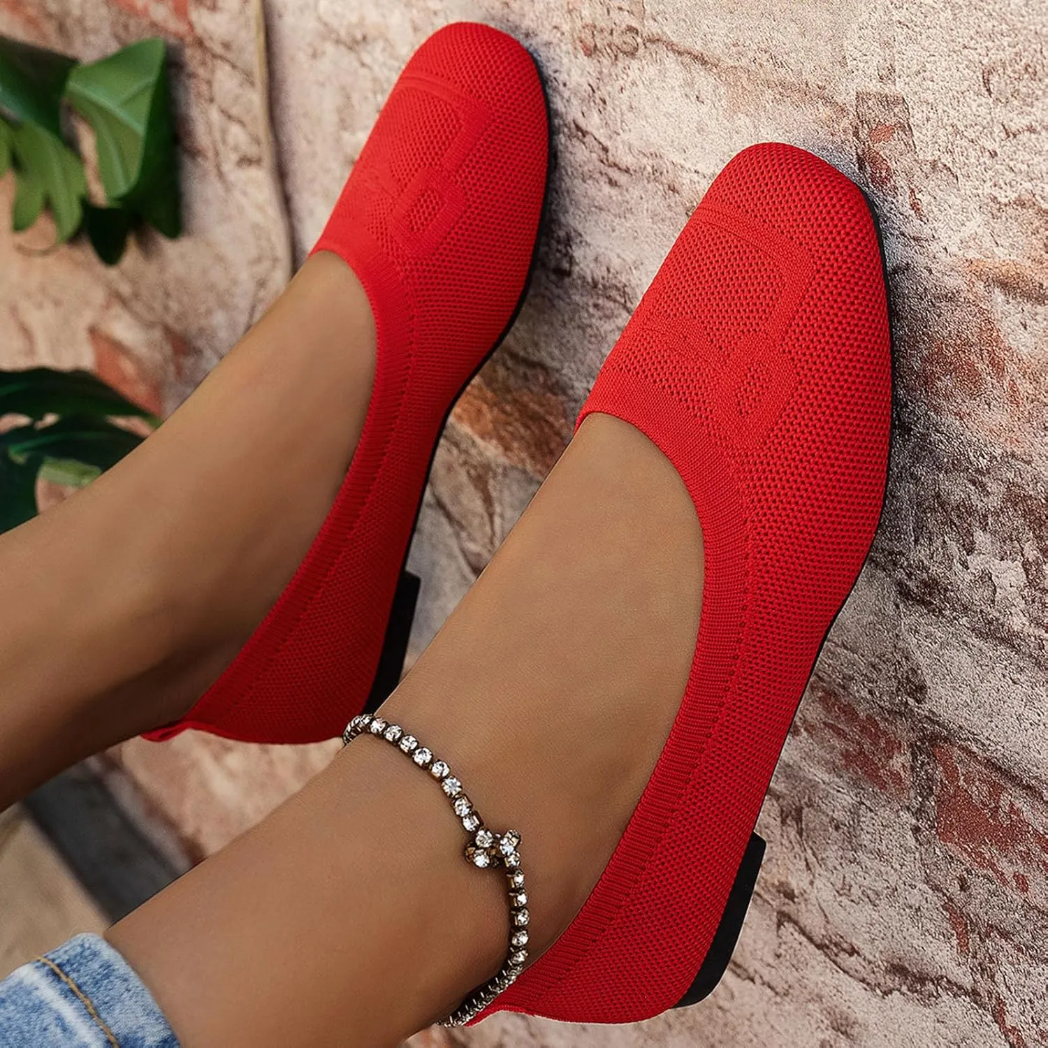 Wide Ballet Shoes for Women Width Foldable Knit Women with Arch Support Comfortable Shoes Comfortable Flip Flops
