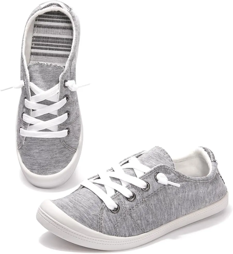 Womens Slip On Shoes, Canvas Boat Loafer Shoes with Low Top, Casual Fashion Sneakers for Women Walking with Non Slip Rubber Outsole
